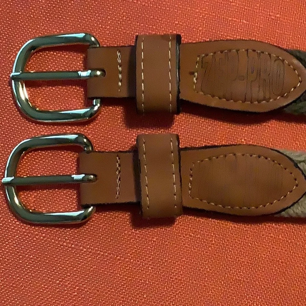 (2) ZEP-PRO Woven Belts MENS SIZE 42 gold buckle minimalist office casual USA - Picture 4 of 4
